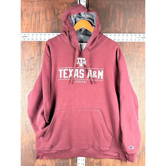 Texas A&M Aggies Champion Embroidered Pullover Hoodie Red White Mens XL NCAA ATM - Picture 1 of 7